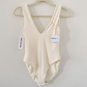 Montce Swim Cream Rib Kim One Piece Urban Outfitters Free People Large NWT